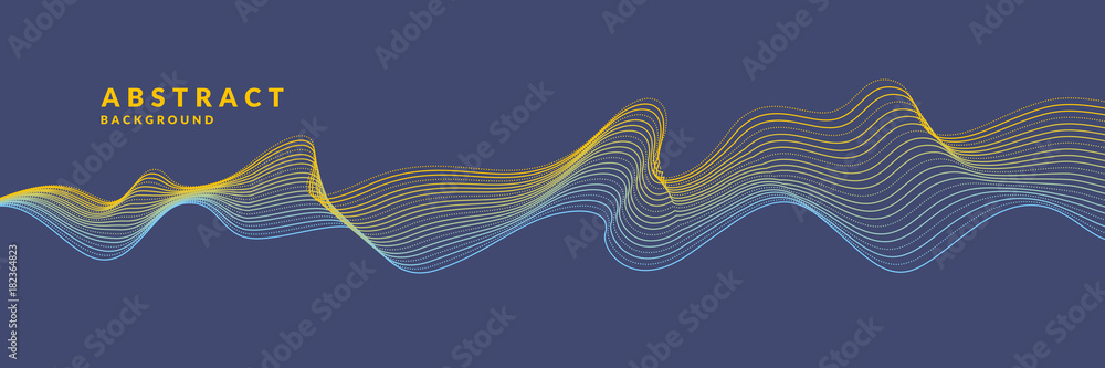 Aufkleber abstract geometric background with dynamic particles and waves. vector illustration