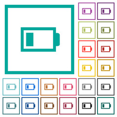 Low battery with one load unit flat color icons with quadrant frames