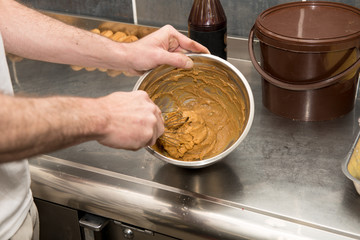 pastry cook prepares the dough