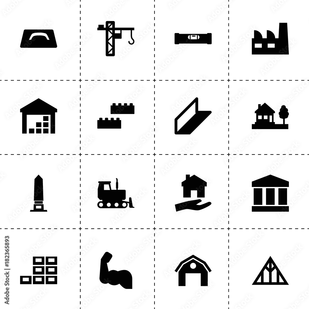 Poster building icons. vector collection filled building icons