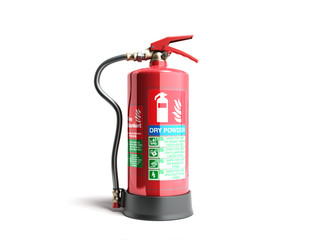 Obraz premium Dry power Fire extinguisher 3d render on white background
