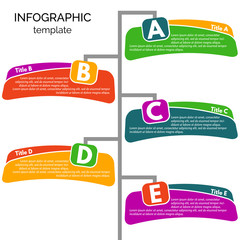 Five steps infographic design elements. Step by step infographic design template. Vector illustration
