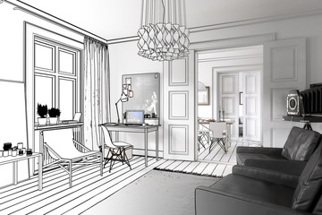 Inside my apartment (drawing)