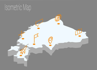 Map Estonia isometric concept.