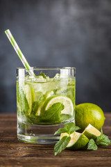Mojito cocktail on dark background