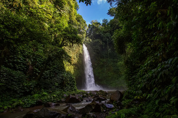 Giant Nungnung waterfall on Bali island, Indonesia