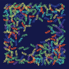 Sale Banner Confetti. Vector Falling Down -10, -20, -30, -40, -50, -70, 90 Banner or Sticker. Holidays Shopping Promotion Ads. Rebate Badge, Price Discount Hipster Sale Banner, Frame or Border