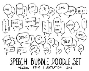 Set of Bubble speech talk illustration Hand drawn doodle Sketch line vector eps10