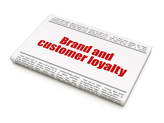 Fototapeta premium Finance concept: newspaper headline Brand and Customer loyalty on White background, 3D rendering