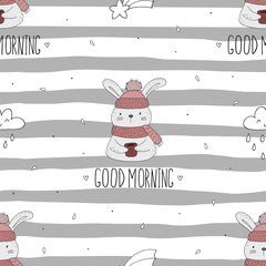 Vector pattern with rabbit and cup Printable templates