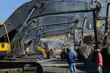 Construction Working Site, Building Xayaburri Dam, Xayaburi, Laos	