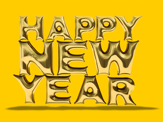 Happy New Year Gold Balloons. 3D rendering