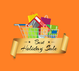 Best Holiday Sale Banner Cart Full of Shopping Bag