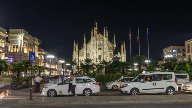 Milan Cathedral night timelapse hyperlapse Duomo di Milano is the gothic cathedral church of Milan, Italy.