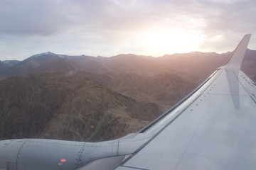 beautiful view from the window of a flying plane
