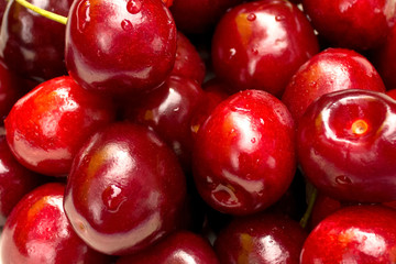 delicious red cherry, background texture