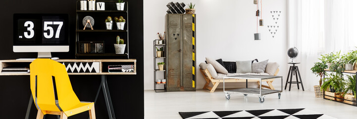 Living room with workspace