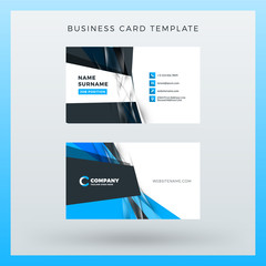 Double-sided horizontal business card template with abstract background. Vector mockup illustration. Stationery design