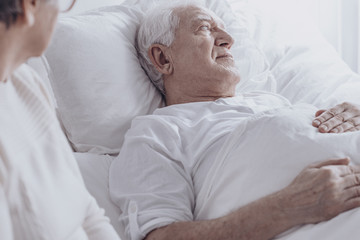 Senior man sick with cancer