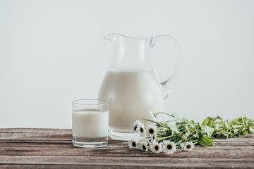 Obraz na płótnie Canvas milk in jug and glass