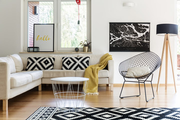 Living room interior with poster