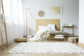 Bright carpet in spacious bedroom