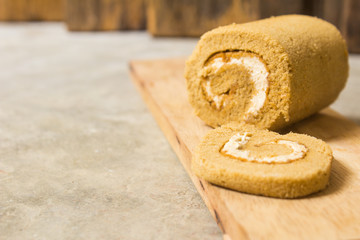 Roll cake small smell the coffee