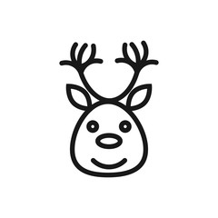 Christmas reindeer, linear icon
