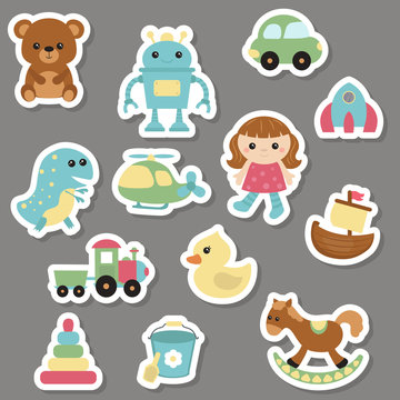 Collection of toys icons