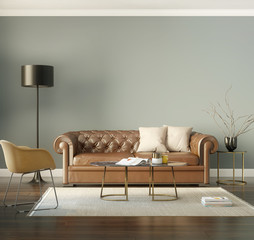 Classic elegant luxury cognac leather sofa © Michael