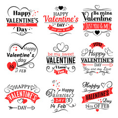 Vintage valentines day vector banners for love greeting card