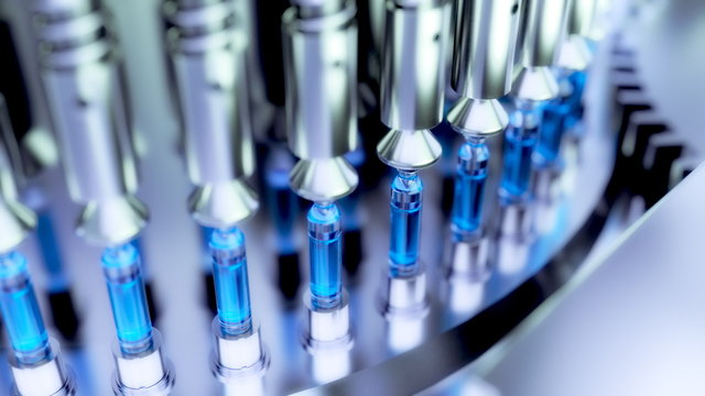 Pharmaceutical Optical Ampoule / Vial Inspection Machine. 3d illustration