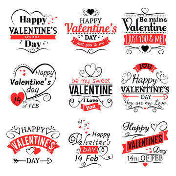 Vintage valentines day vector banners for love greeting card