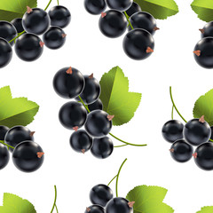Realistic Detailed Ripe Black Berry Currant Background Pattern. Vector