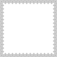 Classic vector light square frame with arabesques and orient elements. Abstract ornament with place for text. Vintage pattern