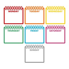 Days of the week, Calendar sheets with the days of the week 