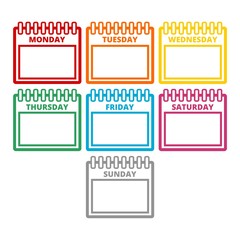 Days of the week, Calendar sheets with the days of the week 