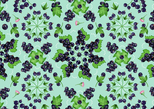 Close up of blackcurrant print on wall paper