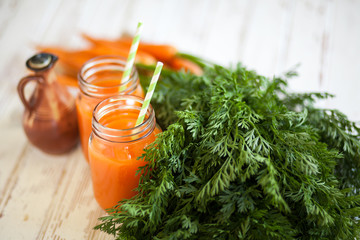 Fresh organic carrot juice