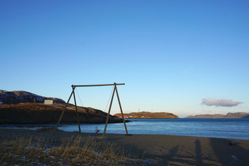 Beautiful landscape of the Barents Sea at the arctic coast in Teriberka