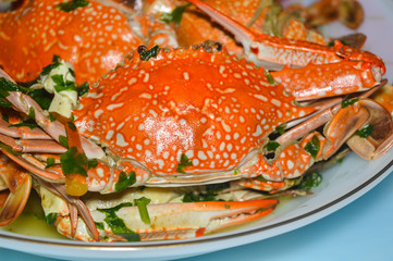 tasty homemade hot boiled crab