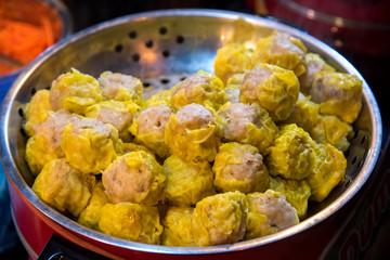 Steamed dumplings on the street food in Thailand.