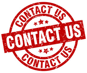 contact us round red grunge stamp