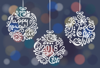 card with Christmas balls, vector illustration