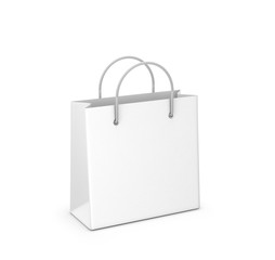 Classic white shopping bag on a white background. 3D illustration