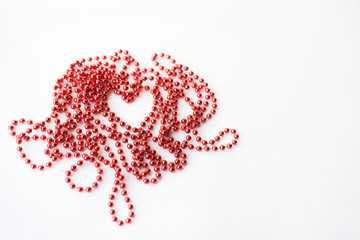 Valentine's day with heart bead on white background and place for signature