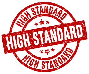 high standard round red grunge stamp