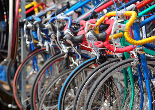 Fototapeta old racing bikes for