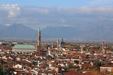 Fototapeta na wymiar VICENZA city in Italy and many bell towers