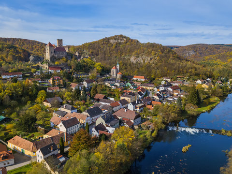 Castle Hardegg in Austria - aerial view